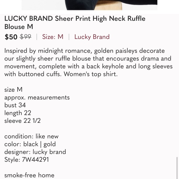 Lucky Brand Sheer Print High Neck Ruffle Blouse - Picture 10 of 10